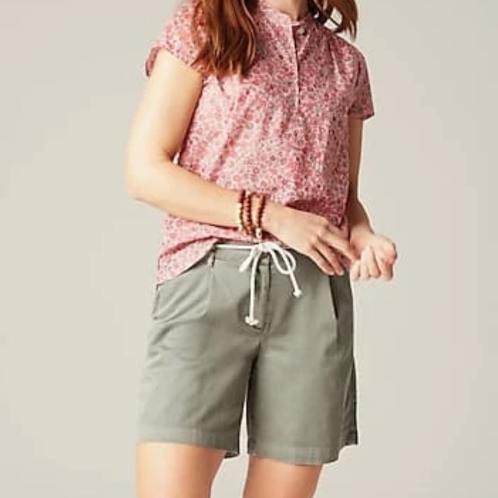 🆕 NWT J.Jill Washed Olive Shorts w/Rope Belt Sz 10